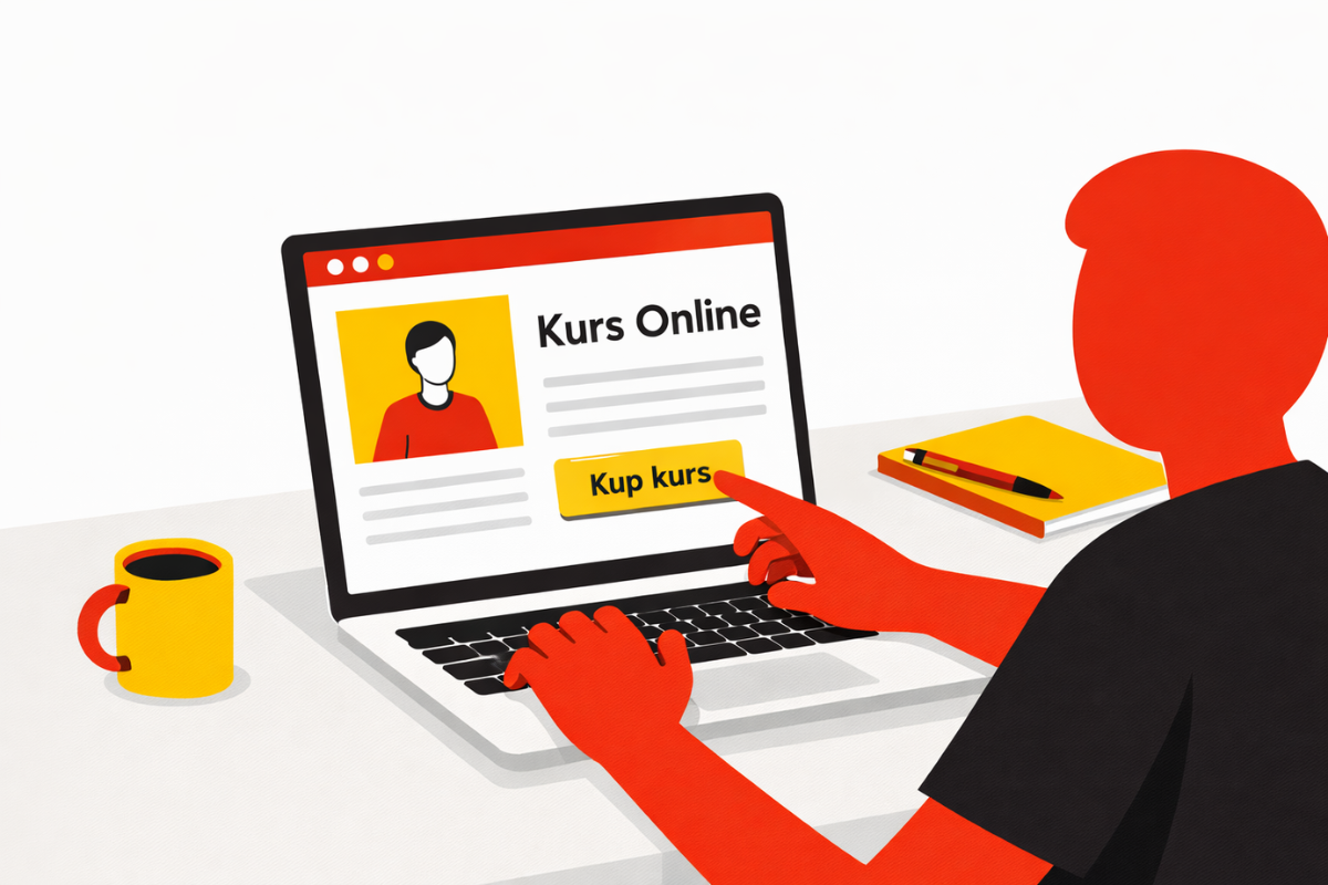 Sprzedaż kursu online – klient dokonuje zakupu na stronie przez płatność online