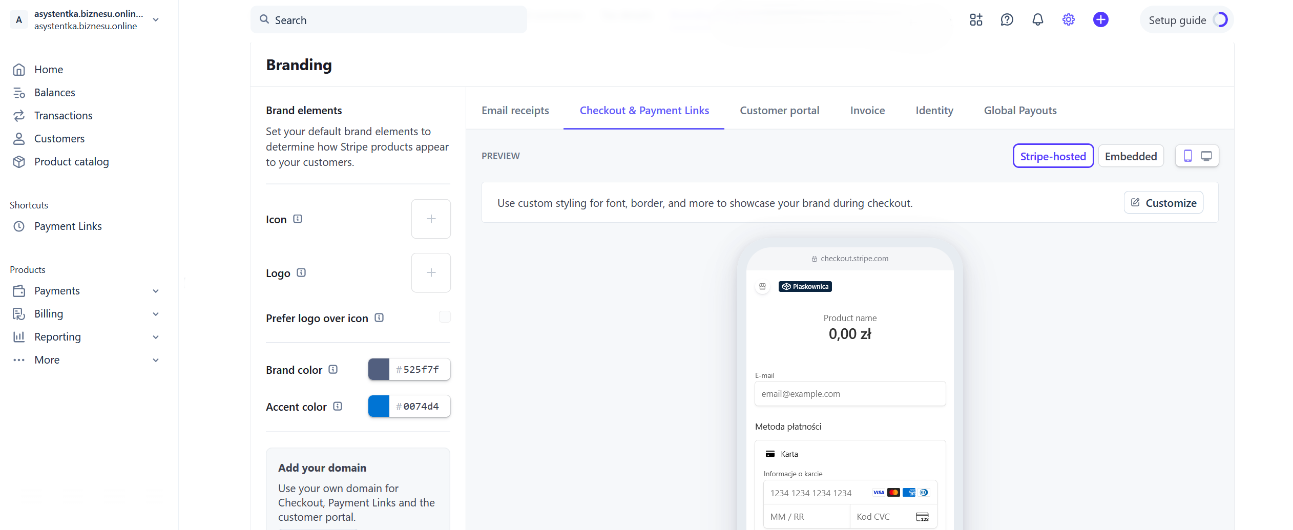 jak skonfigurować stripe – ustawienia brandingu i wyglądu checkout