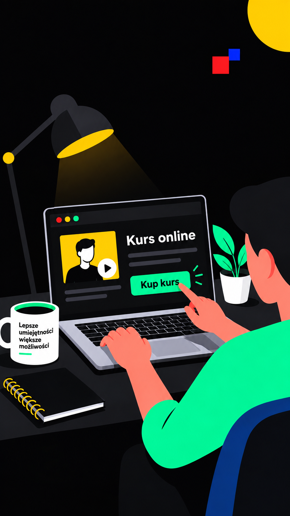 Sprzedaż kursu online – klient dokonuje zakupu na stronie przez płatność online
