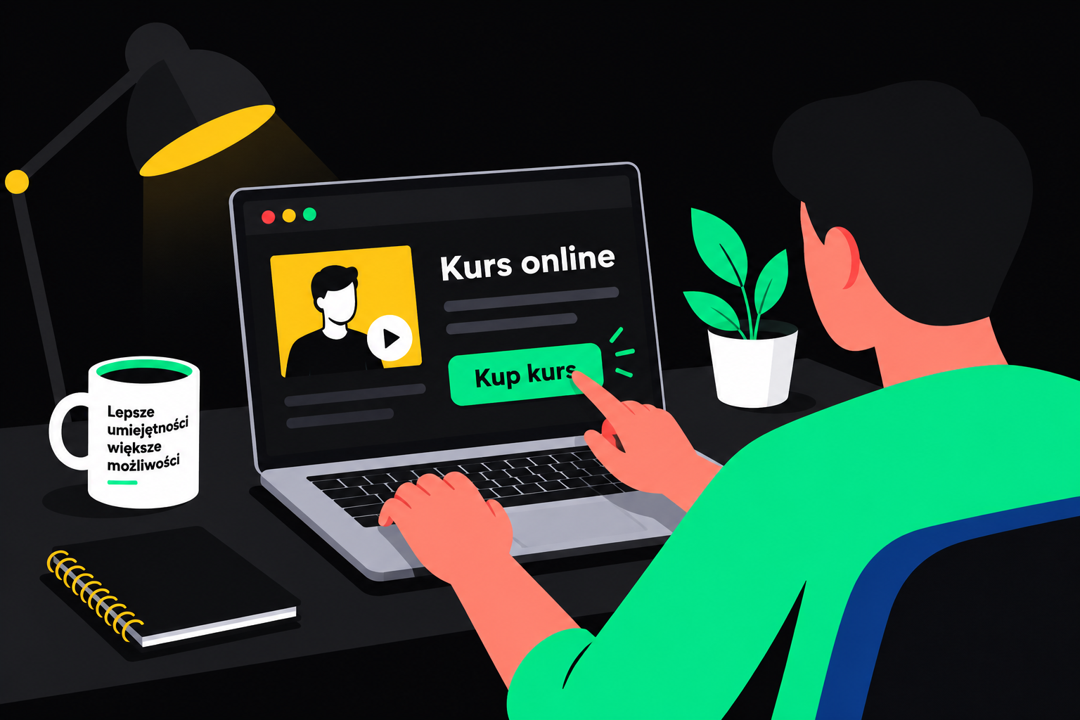 Sprzedaż kursu online – klient dokonuje zakupu na stronie przez płatność online